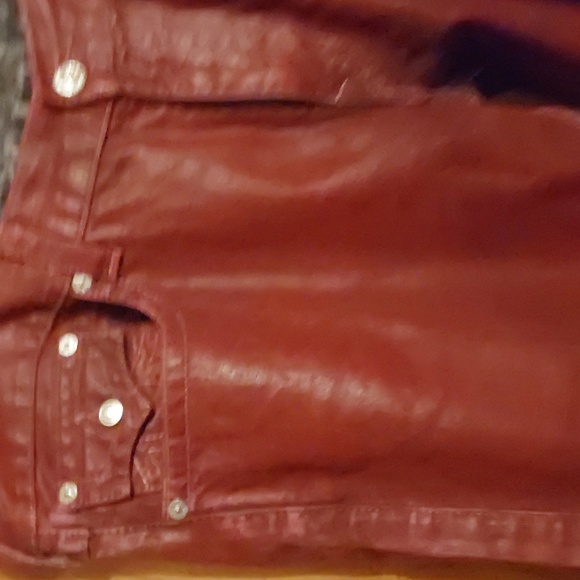 TRUE RELIGION LEATHER LOOK COATED COALWOOD RD STRAIGHT FLAPS JEANS SIZE 42 X 35 - Picture 2 of 10